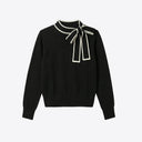 Vilagallo Lazo Fine Knit In Black And Ecru With Bow