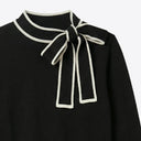 Vilagallo Lazo Fine Knit In Black And Ecru With Bow
