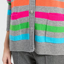 Vilagallo Alina Cardigan In Light Grey With Neon Stripes