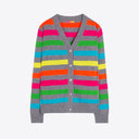 Vilagallo Alina Cardigan In Light Grey With Neon Stripes