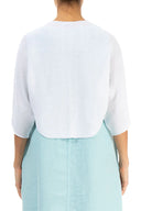 Grizas Short Linen Cardigan In White