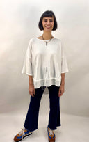 Philomena Christ White Sweater with Loose Knit Hem