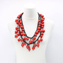 Jianhui Hand Woven Cord Beaded Necklace In Berry Red