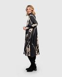 Alembika Black and Ivory Multi Print Silky Dress