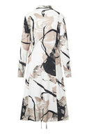 Elsewhere Long Print Jersey Cardigan with Wrinkle Detail