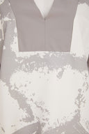 Naya Graphic Print V Neck Top In Grey And White