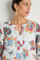 Sahara Botanical Floral Flare Linen Dress