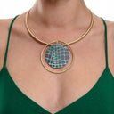 Katerina Vassou  Small Disc Pendant Green/Gold