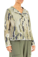 Grizas Short Patterned Jersey Jacket In Green