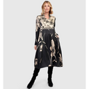 Alembika Black and Ivory Multi Print Silky Dress