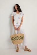 Sahara Vintage Floral Embroidery Top In White/Multi
