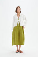Tirelli Tie Front Linen Top In Cream