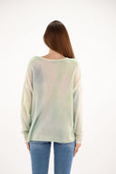 Estheme Cashmere V Neck Green Shaded Sweater