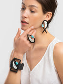 Indira Buffalo Horn And Resin Bracelet In Grey And Duck Egg