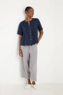 Sahara Linen Pleat Short Sleeve Shirt In Night