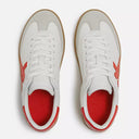 Fitflop The Dash T-Toe Leather Trainers In White/Tomato
