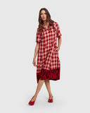 Alembika Checked Dress with Pattern at Hem