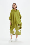 Tirelli Oversized Linen Poncho In Chartreuse Green