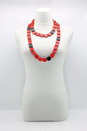 Jianhui Necklace Long Red/Black Squares