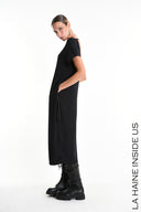 La Haine Black Dress with Side Ruching