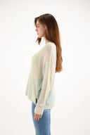 Estheme Cashmere V Neck Green Shaded Sweater