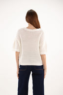 Maud & Sacha Silver Ivory Fringe Neck and Sleeve Jumper