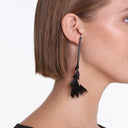 Katerina Vassou Tickle Steel And Black Feather Earrings