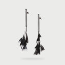 Katerina Vassou Tickle Steel And Black Feather Earrings