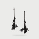Katerina Vassou Tickle Steel And Black Feather Earrings