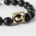 Katerina Vassou Janine Short Bead Necklace In Black With Single Gold Square