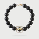 Katerina Vassou Janine Short Bead Necklace In Black With Single Gold Square