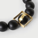 Katerina Vassou Janine Short Bead Necklace In Black With Single Gold Square