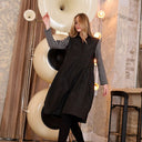 Alembika Taffeta Dress With Striped Sleeve In Black