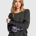 Alembika Sweater In Grey With Leopard Raglan Sleeves
