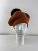 Rabionek Wool Beret With Pom Pom In Burnt Orange