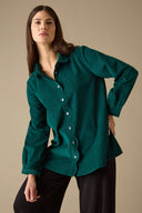 Sahara Babycord Scalloped Edge Shirt in Jade Green