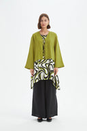 Tirelli Tie Front Linen Top In Chartreuse Green