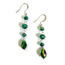 Lotusfeet Crystal Drop Earrings In Green