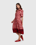 Alembika Checked Dress with Pattern at Hem