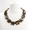 Jianhui Gilded Square Handmade Necklace In Black/Gold or Royal Blue/Gold