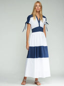 Vilagallo Blue And White Striped Dress