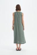 Tirelli Inverted Pleat Linen Dress In Petrol