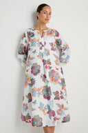 Sahara Botanical Floral Flare Linen Dress