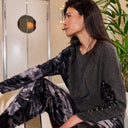 Alembika Sweater In Grey With Leopard Raglan Sleeves