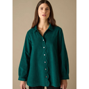Sahara Babycord Scalloped Edge Shirt in Jade Green