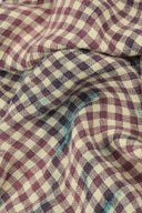 Grizas Linen Check Short Top In Stone/Blue/Plum