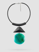 Indira Dyed Horn And Mango Wood Necklace In Green And Black