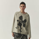 Kedziorek Hand Printed Top In Cloud With Black Print