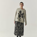 Kedziorek Hand Printed Top In Cloud With Black Print