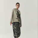 Kedziorek Hand Printed Top In Cloud With Black Print
